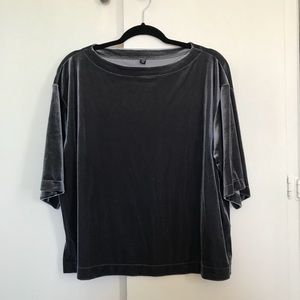 Dark grey velvet three quarter sleeve top